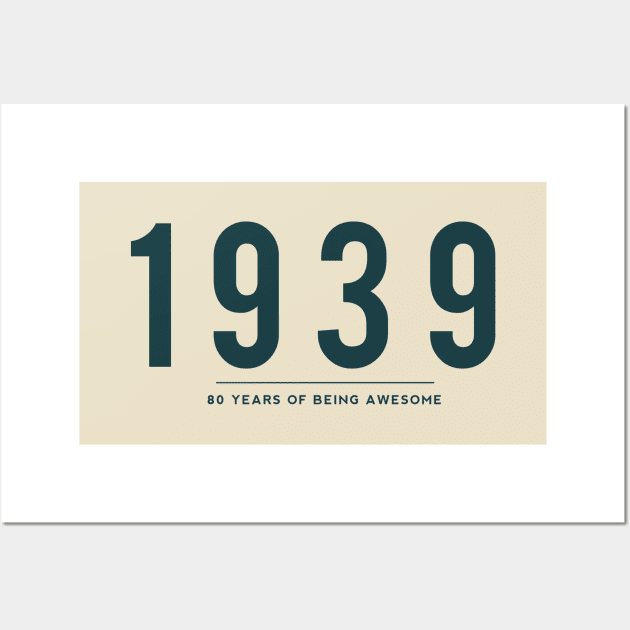 80th Birthday gift - 1939, 80 Years of Being Awesome Wall Art by DutchTees